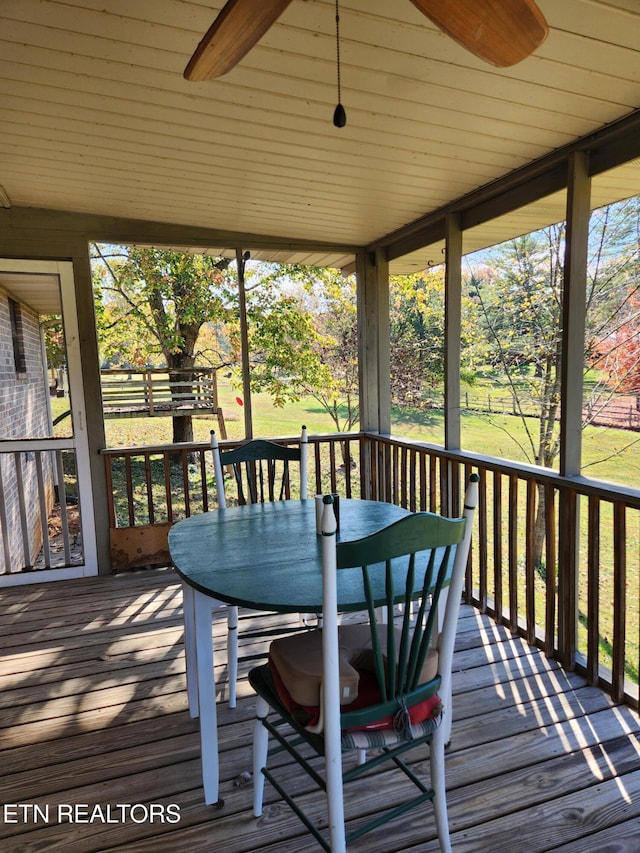 deck featuring ceiling fan