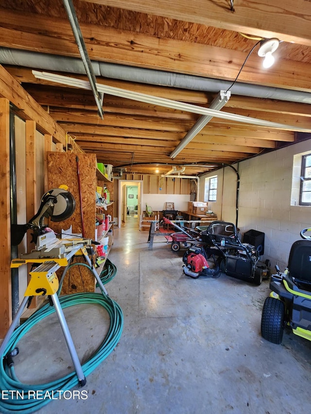 basement with plenty of natural light