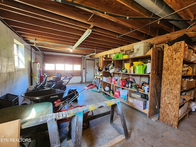 garage featuring gas water heater