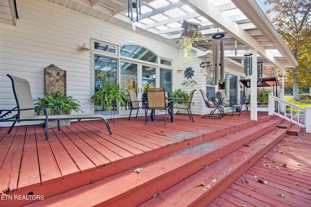 deck featuring a pergola