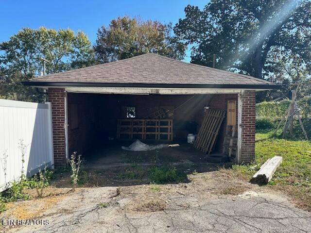 view of garage