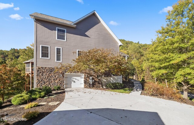 exterior space featuring a garage