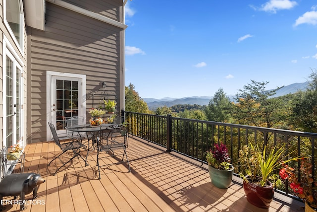 deck featuring a mountain view