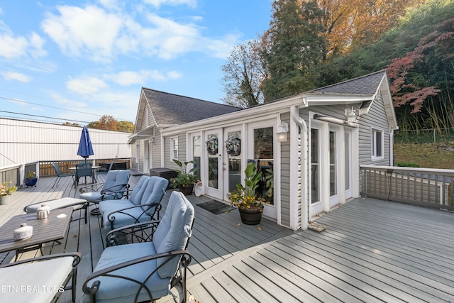 deck featuring french doors