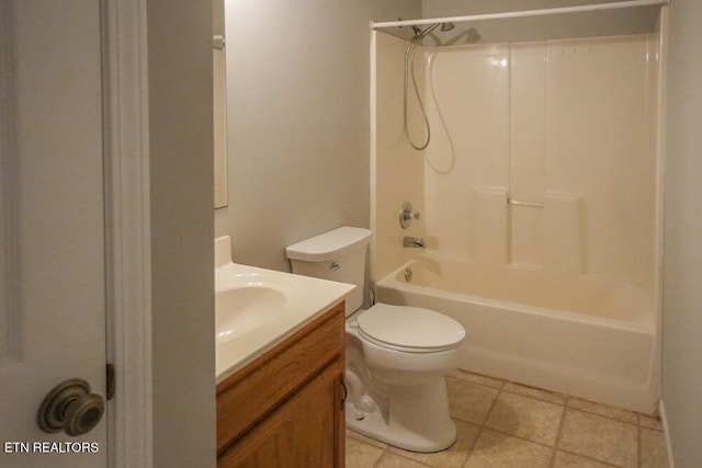 full bathroom with vanity, toilet, tile patterned flooring, and tub / shower combination