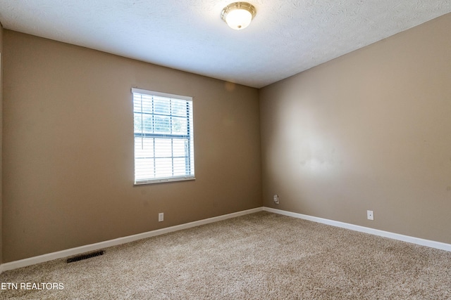 spare room with carpet flooring and a textured ceiling