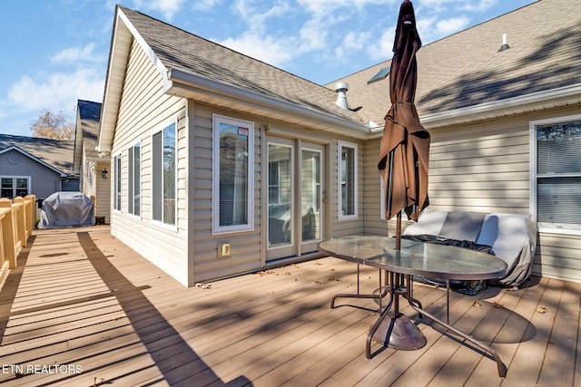 deck featuring area for grilling