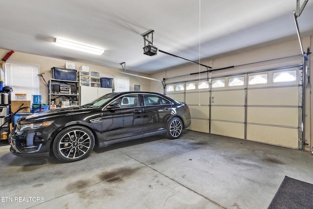 garage with a garage door opener