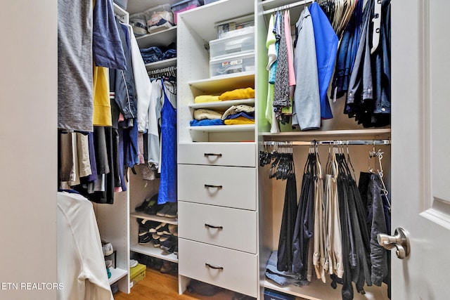 spacious closet with wood finished floors