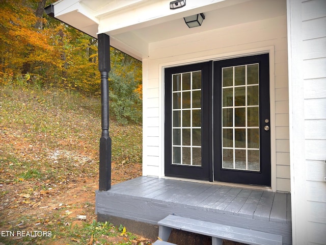 doorway to property with french doors