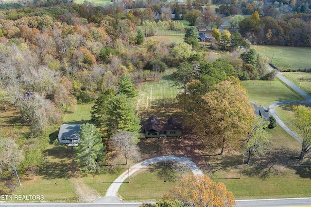 bird's eye view with a rural view