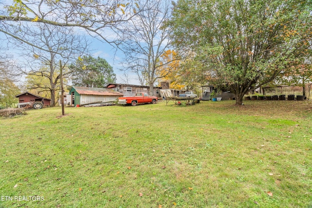 view of yard featuring an outdoor structure