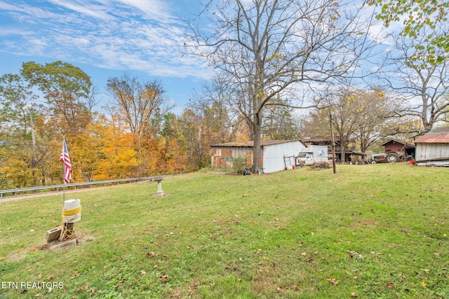 view of yard featuring an outbuilding