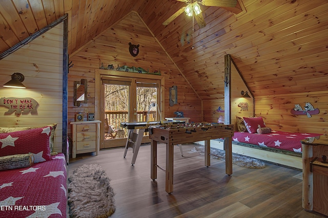 919 Buck Way, Sevierville, TN 37876 - bedroom with vaulted ceiling, wooden walls, wood ceiling, and wood finished floors