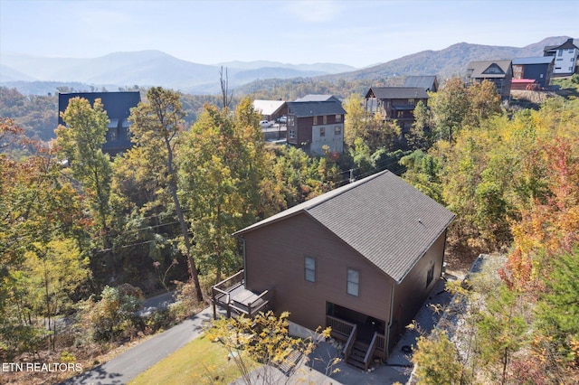 aerial view with a mountain view