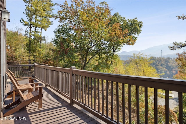 deck featuring a mountain view