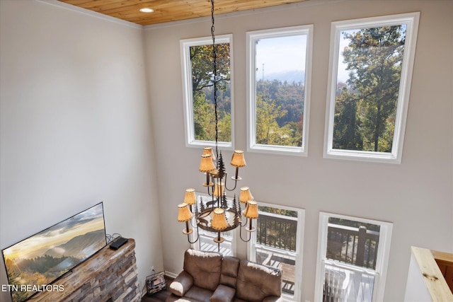 interior space with wooden ceiling