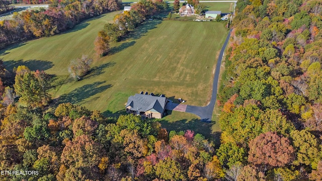 drone / aerial view with a rural view