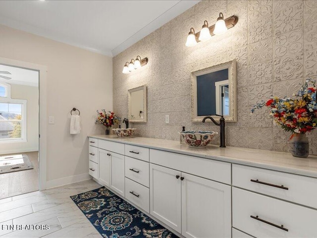 318 Buckhorn Way, Loudon, TN 37774 - bathroom with marble finish floors, vanity, and baseboards