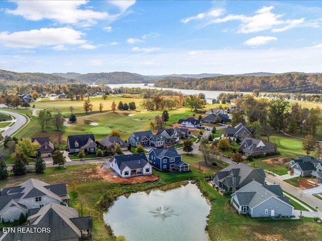 318 Buckhorn Way, Loudon, TN 37774 - aerial perspective of suburban area with a water and mountain view and a golf club