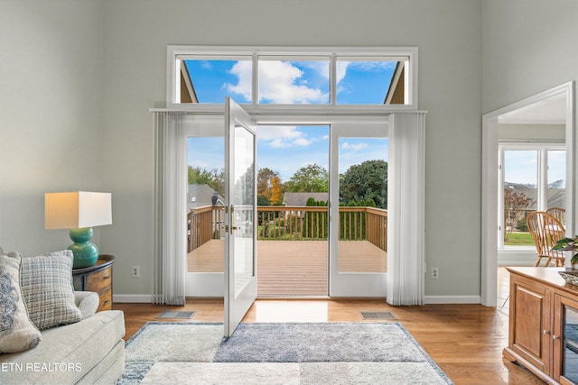 doorway featuring light hardwood / wood-style floors