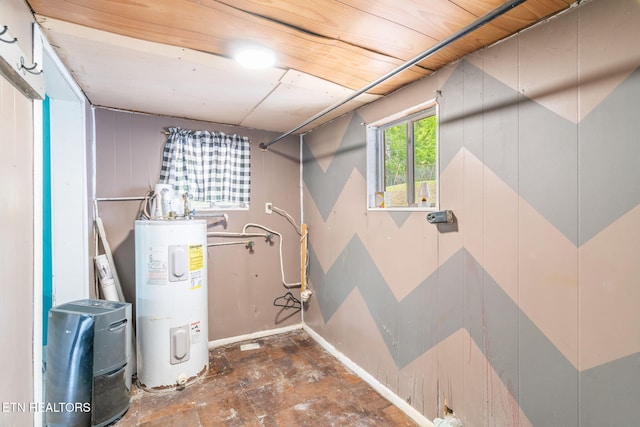 utility room with electric water heater