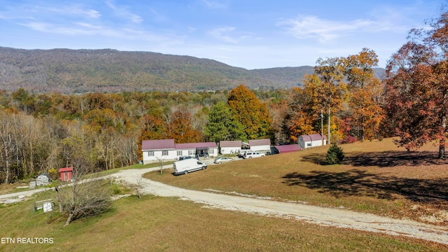 aerial view with a mountain view