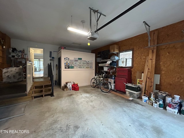 garage with a garage door opener