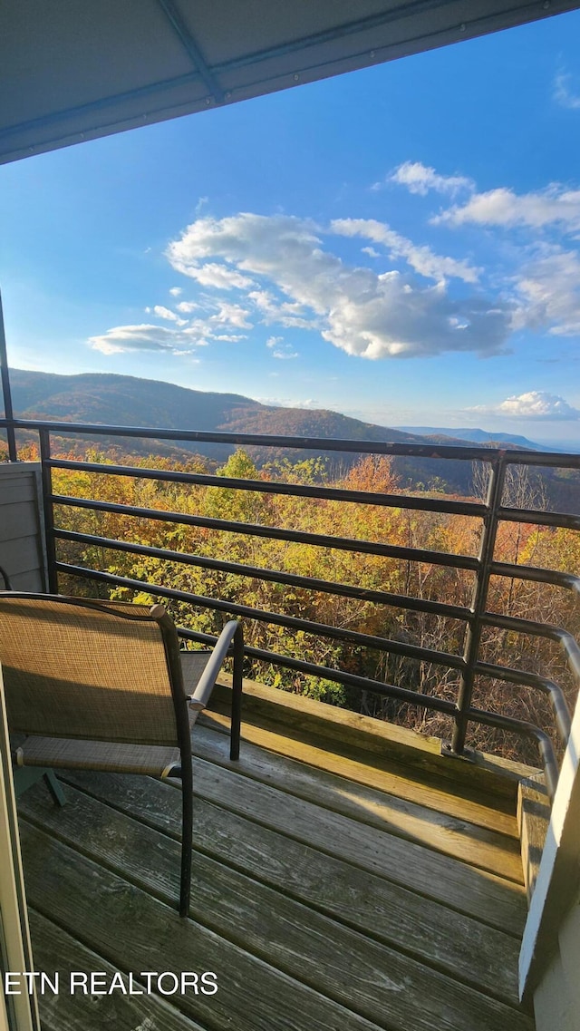 deck with a mountain view