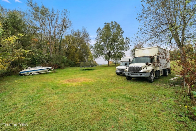 view of yard featuring a trampoline