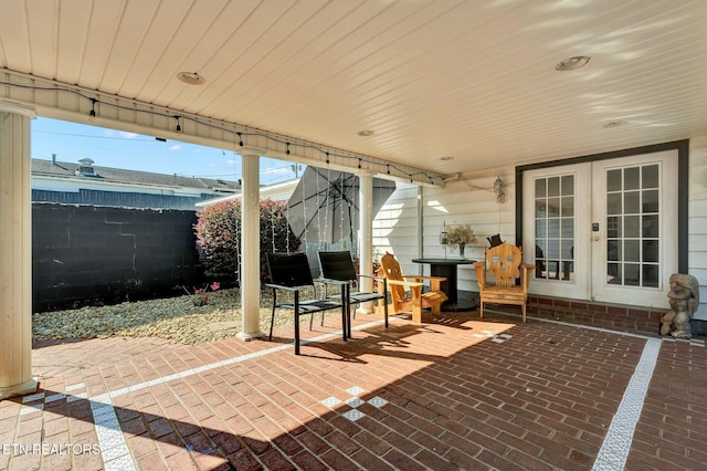 view of patio featuring french doors