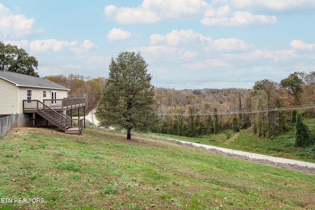 view of yard with a deck