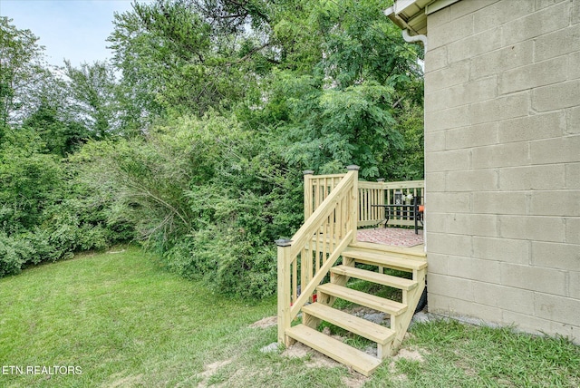 view of yard with a deck