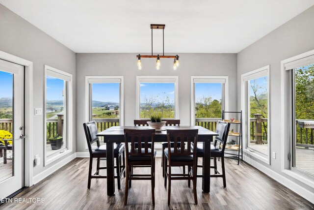 159 Garfield Ln, Sharps Chapel, TN 37866 - dining space featuring dark wood finished floors and baseboards