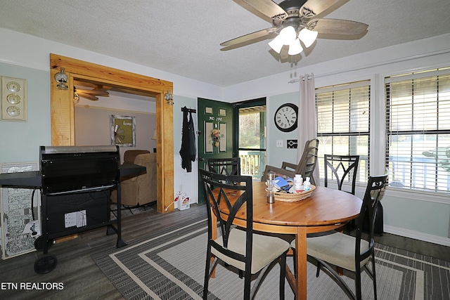 dining area with plenty of natural light and a textured ceiling