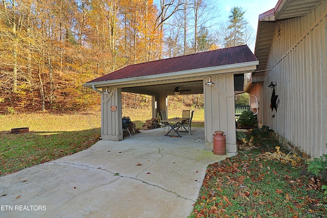 view of patio / terrace with ceiling fan