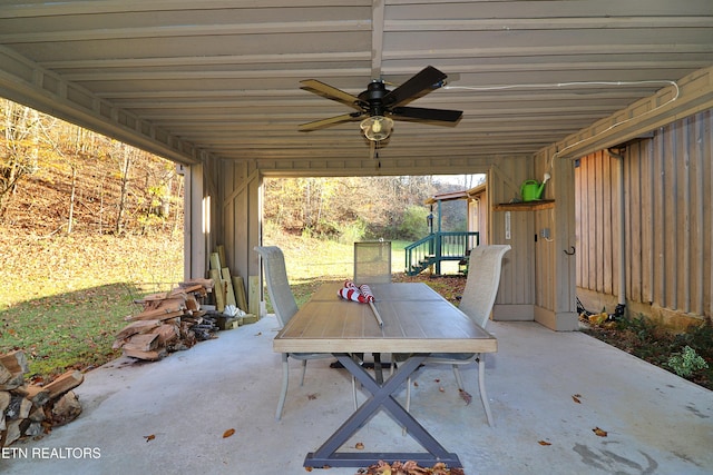 view of patio / terrace featuring ceiling fan