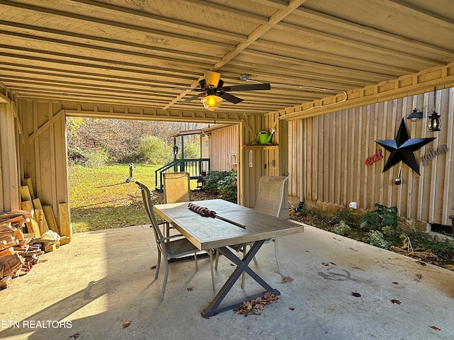 view of patio / terrace featuring ceiling fan