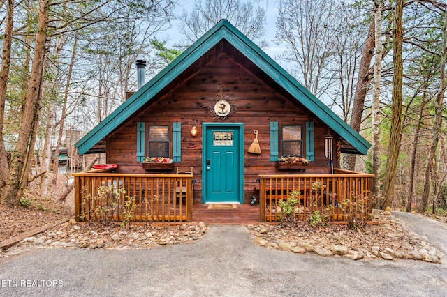 cabin with covered porch