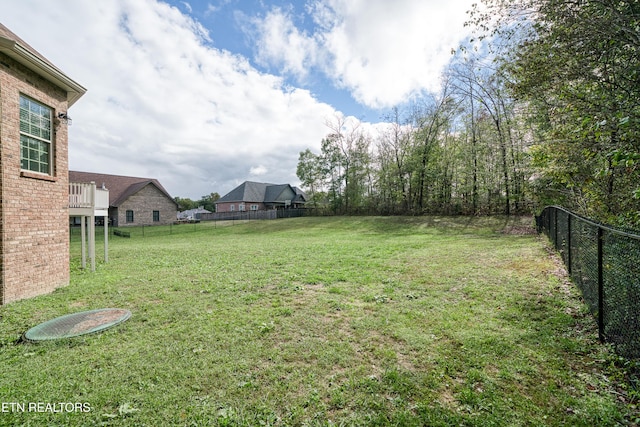 view of yard with a fenced backyard