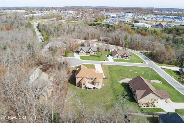 aerial view with a residential view