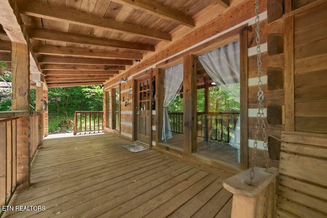 wooden deck with covered porch