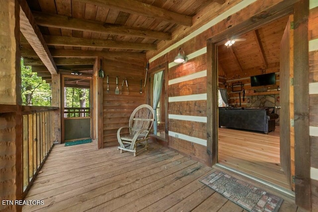 wooden terrace with covered porch