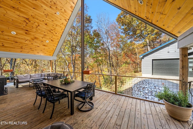 deck featuring an outdoor living space