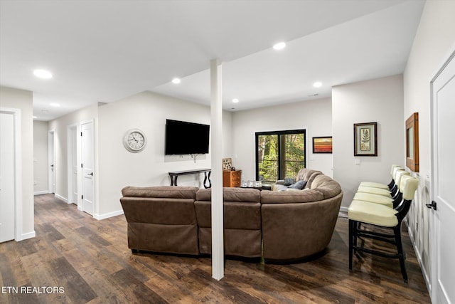 living room featuring dark hardwood / wood-style floors