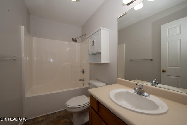 full bathroom featuring vanity, toilet, and bathtub / shower combination