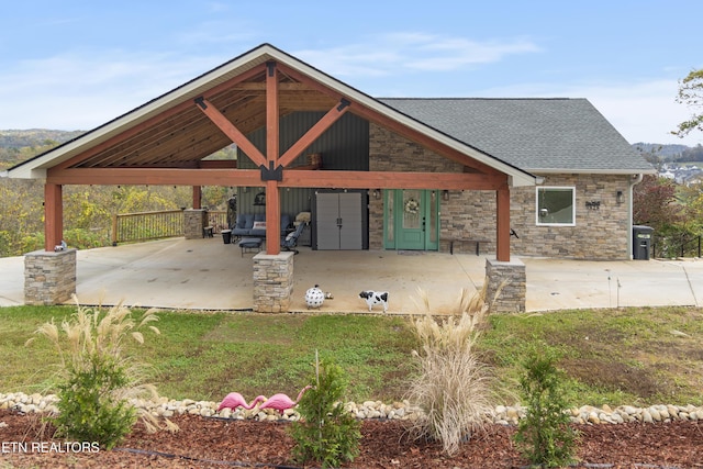 exterior space featuring a gazebo, a yard, and a patio