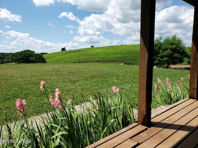 view of yard with a rural view