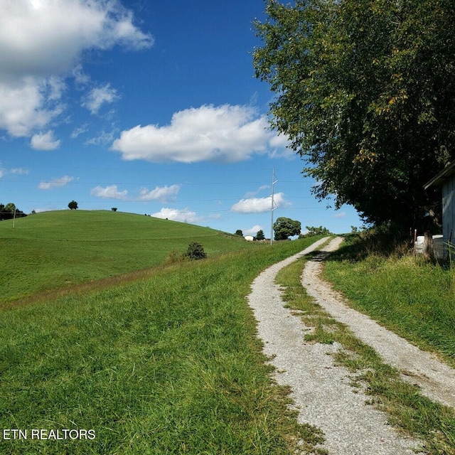 view of street with a rural view