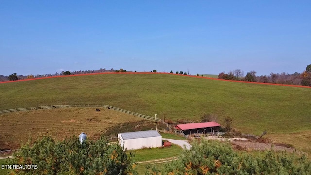 aerial view featuring a rural view